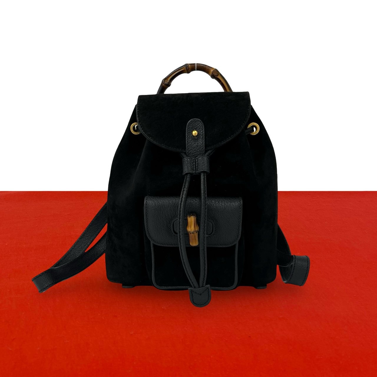 GUCCI グッチ バンブー スウェード レザー リュックサック ブラック
 34575