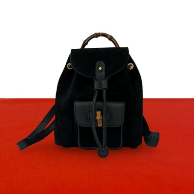 GUCCI グッチ バンブー スウェード レザー リュックサック ブラック
34575