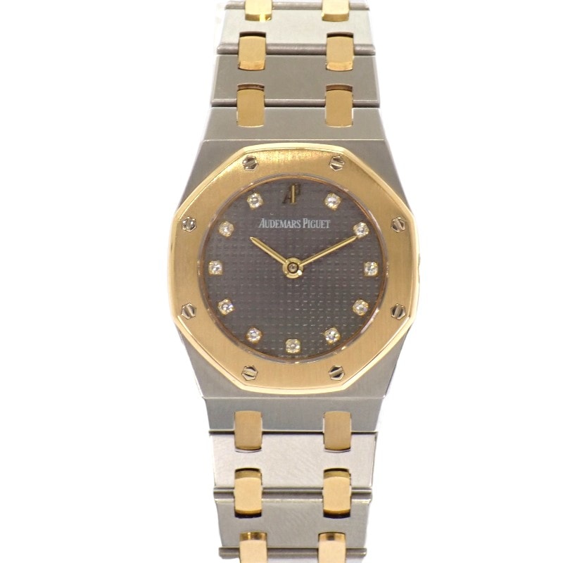 オーデマ・ピゲ AUDEMARS PIGUET レディ ロイヤルオーク 新ロゴ E番 66339SA.OO.0722SA.02 腕時計 ステンレススチール K18イエローゴールド ダイヤモンド クオーツ グレー文字盤 レディース【中古】【ABランク】
