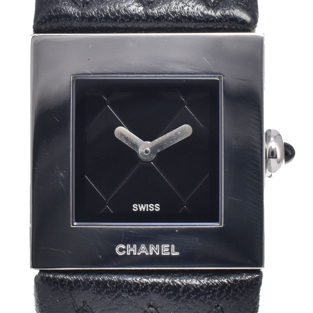 シャネル CHANEL H0116 マトラッセ ブラック クォーツ レディース 良品 腕時計 H#149949