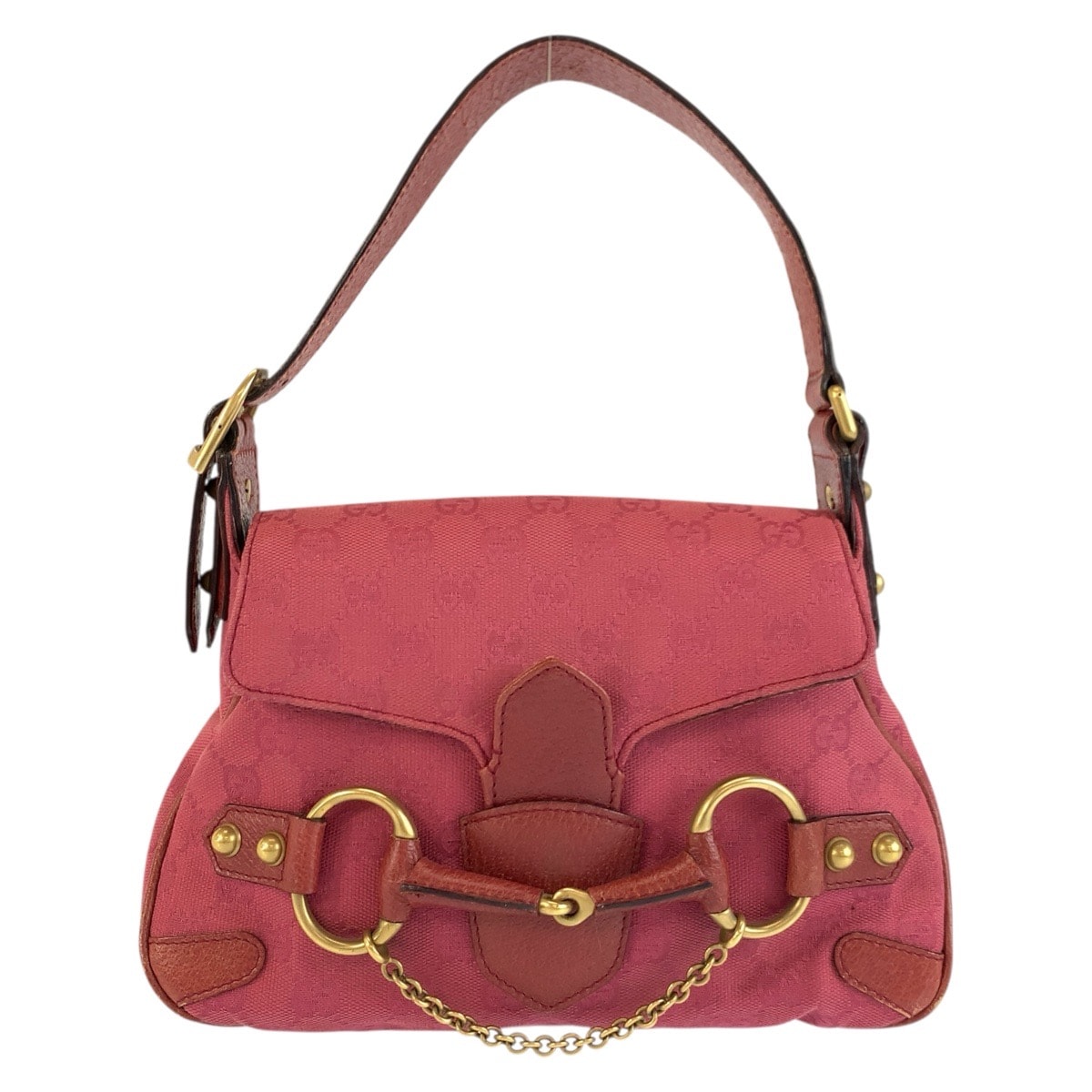 GUCCI グッチ ホースビット ピンク ゴールド金具 GGキャンバス レザー/ ハンドバッグ ショルダーバッグ 603252 【中古】