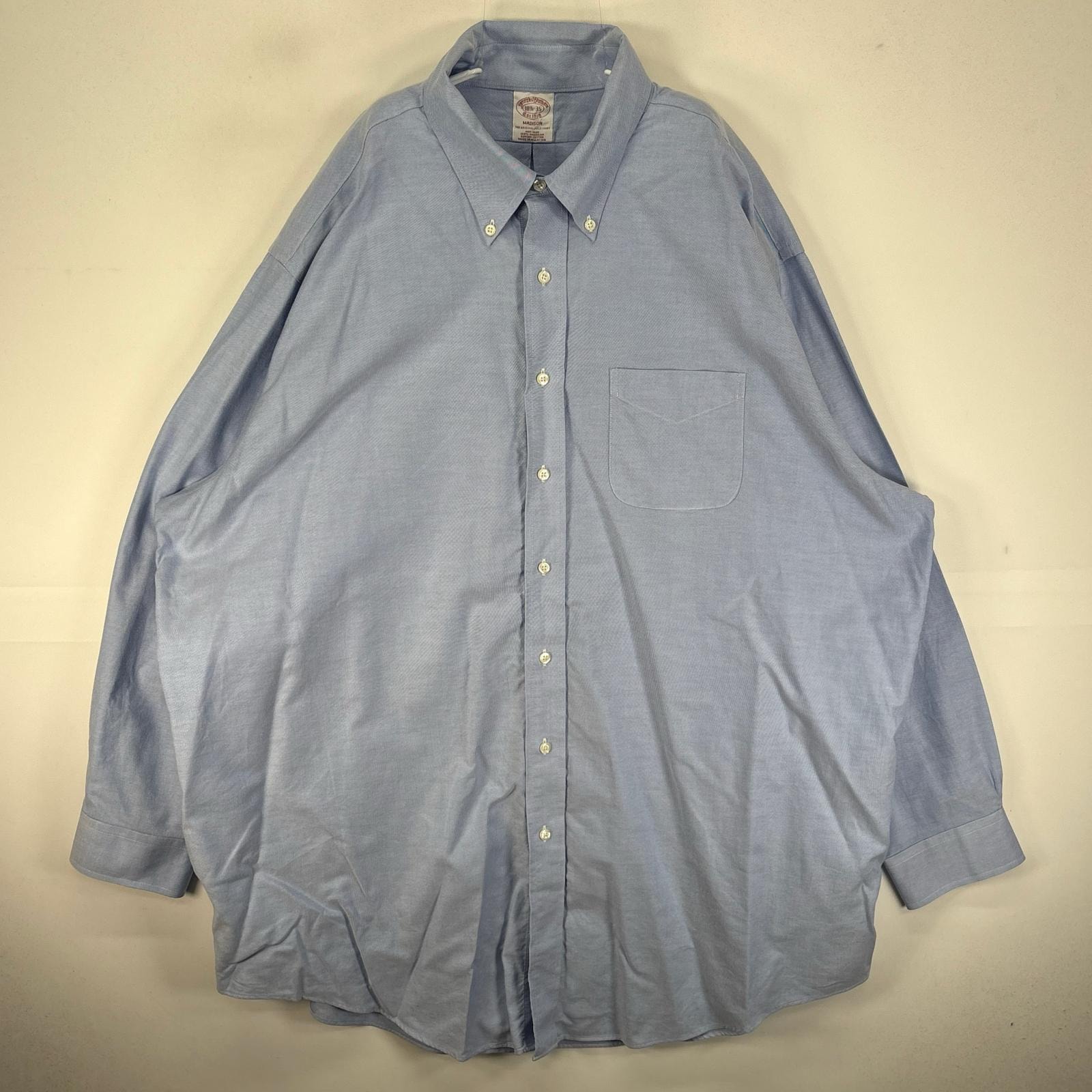 古着 ブルックスブラザーズ Brooks Brothers 長袖シャツ 胸ポケット 2XL ブルー系 無地 メンズ