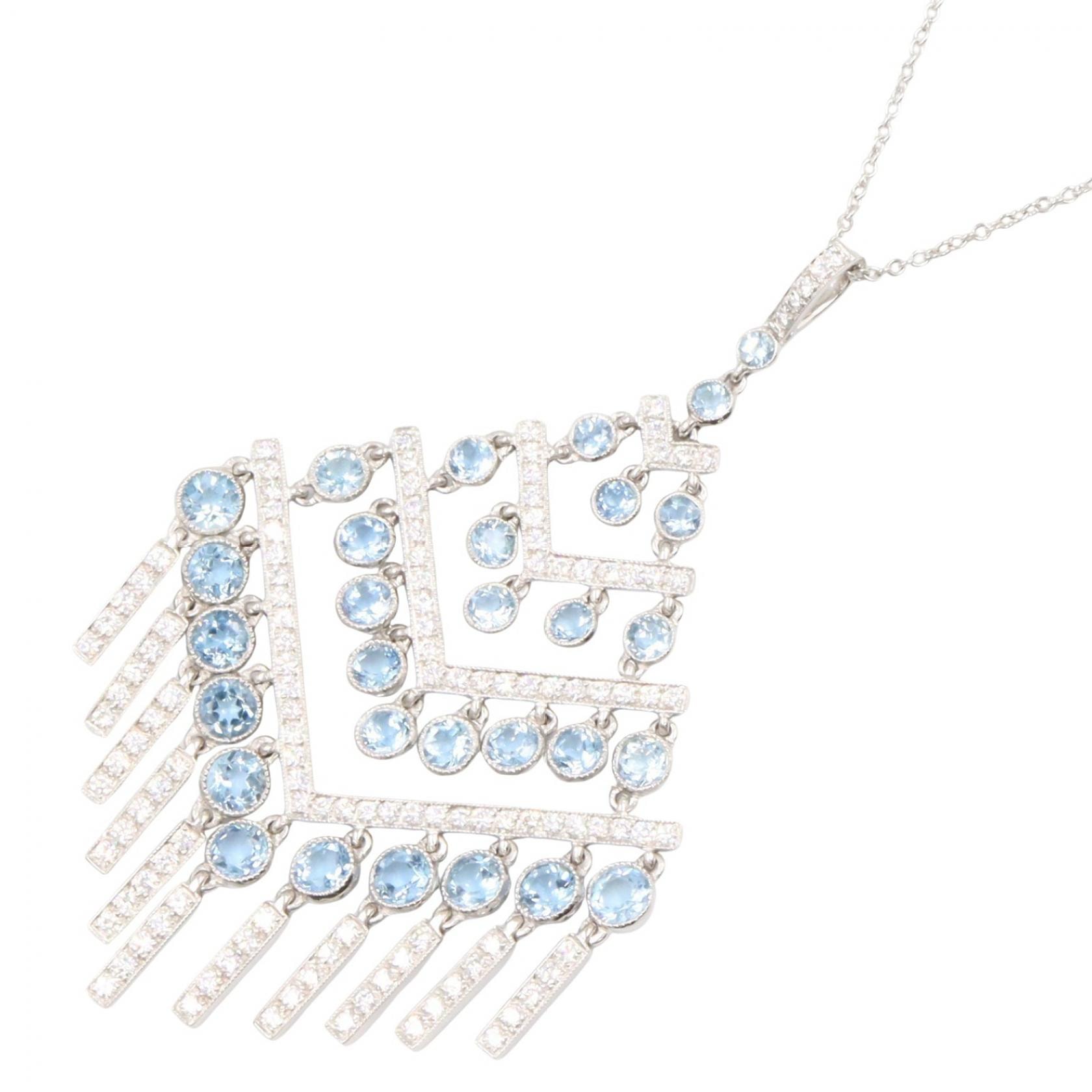ティファニー TIFFANY&CO アクアマリン ダイヤ シャンデリア ネックレス ネックレス ジュエリー Pt950プラチナ ダイヤモンド アクアマリン レディース シルバー系 / ブルー系 / クリア系 【中古】