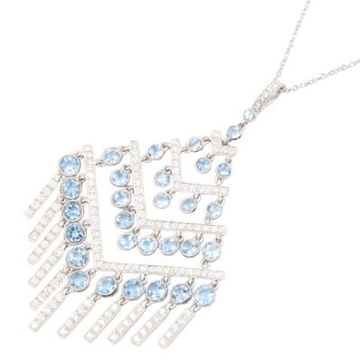 ティファニー TIFFANY&CO アクアマリン ダイヤ シャンデリア ネックレス ネックレス ジュエリー Pt950プラチナ ダイヤモンド アクアマリン レディース シルバー系 / ブルー系 / クリア系 【中古】