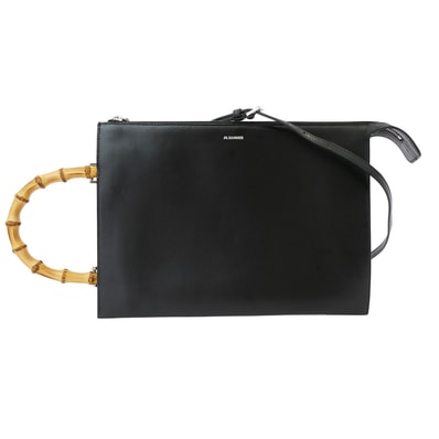 JIL SANDER ジルサンダー トートバッグ バンブーハンドル レザー 3WAY ショルダー トートバッグ クラッチバッグ ブラック系【中古】