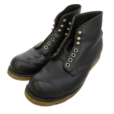 RED WING レッドウィング 8165 刺繍羽根タグ クラシックラウンド レザー ワークブーツ ブラック系 7.5【中古】