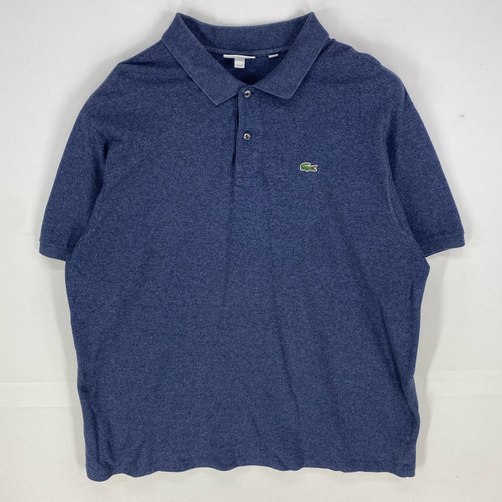 古着 ラコステ LACOSTE 半袖シャツ ワンポイントロゴ ショートスリーブ ポロシャツ ワッペン 2XL  ネイビー系 メンズ