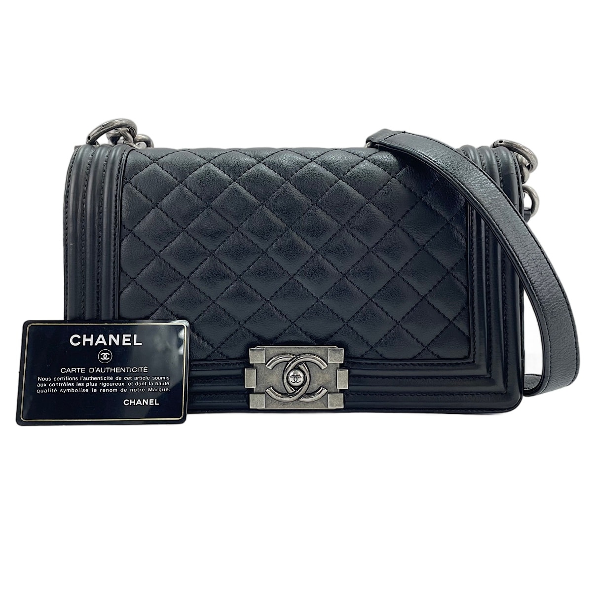 シャネル CHANEL ラムスキン ボーイシャネル ミディアム ショルダーバッグ【中古】