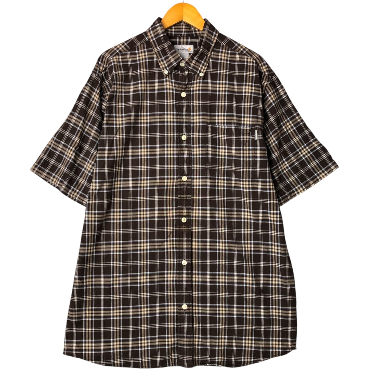 古着 カーハート Carhartt チェック柄 ボタンダウン 半袖 ワークシャツ メンズL相当/eaa550588