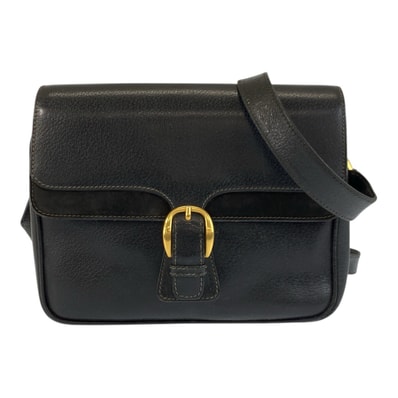 GUCCI グッチ ブラック 黒 ゴールド金具 レザー スウェード/ ショルダーバッグ ポシェット 600297 【中古】