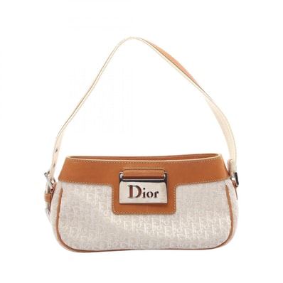 ディオール Dior ストリートシック トロッター ハンドバッグ バッグ キャンバス レザー レディース アイボリー系 / ブラウン系 【中古】