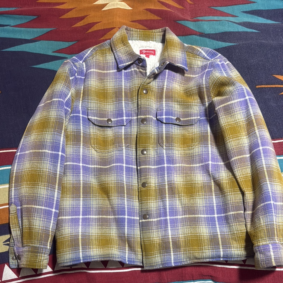 Supreme Shearling Lined Flannel Shirt "Olive"