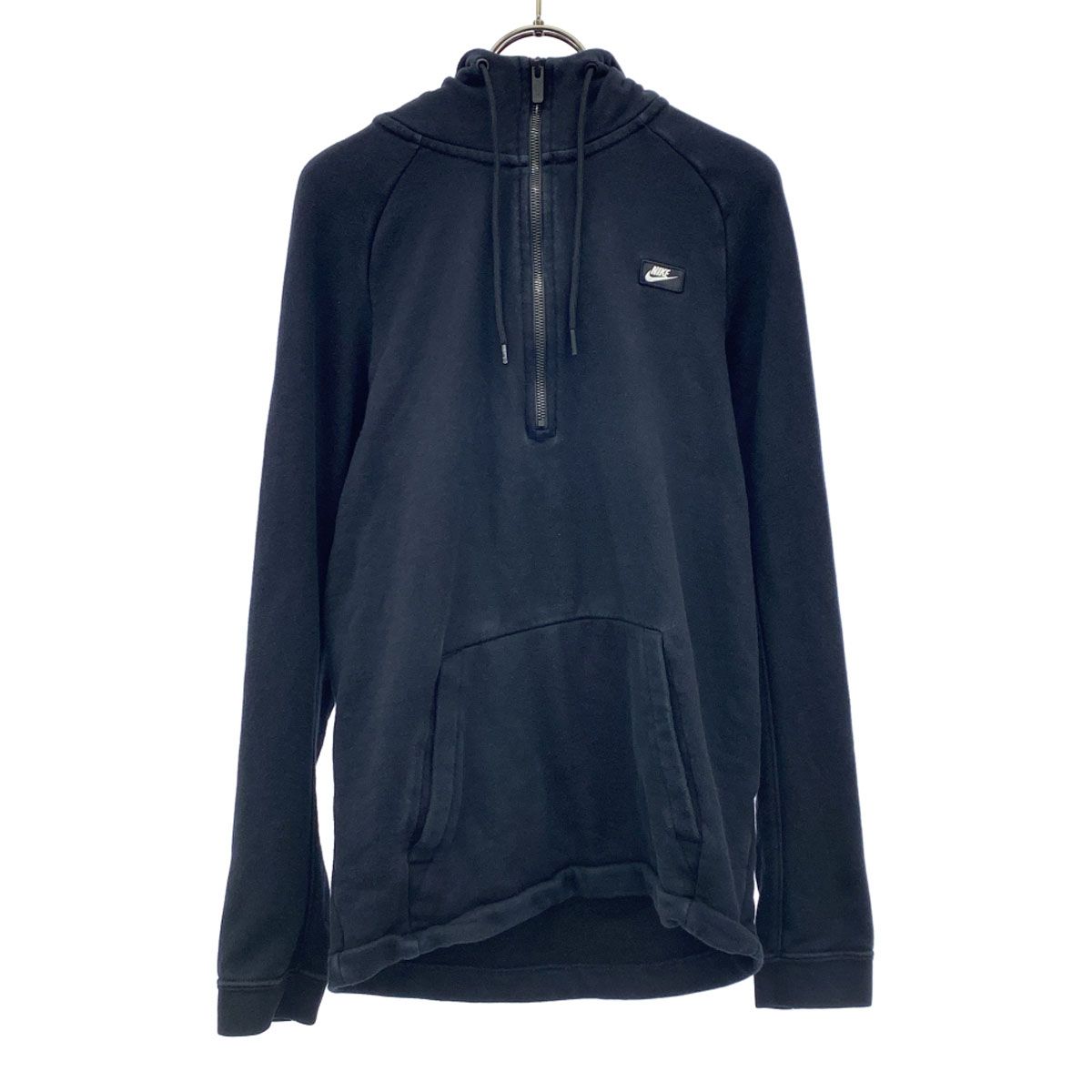 NIKE ナイキ ロゴワッペン 長袖 ハーフジップ パーカー S ブラック スウェット