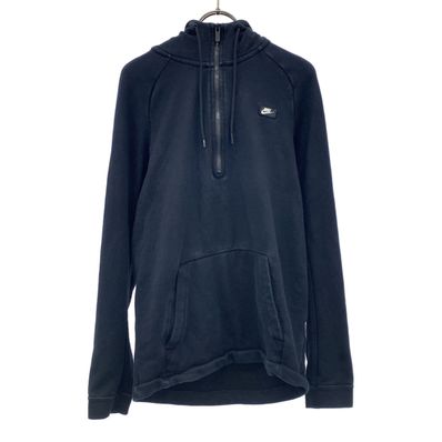 NIKE ナイキ ロゴワッペン 長袖 ハーフジップ パーカー S ブラック スウェット
