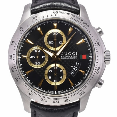 グッチ GUCCI 126.2 Gタイムレス クロノグラフ デイト ブラック 自動巻き メンズ 美品 腕時計 I#146652