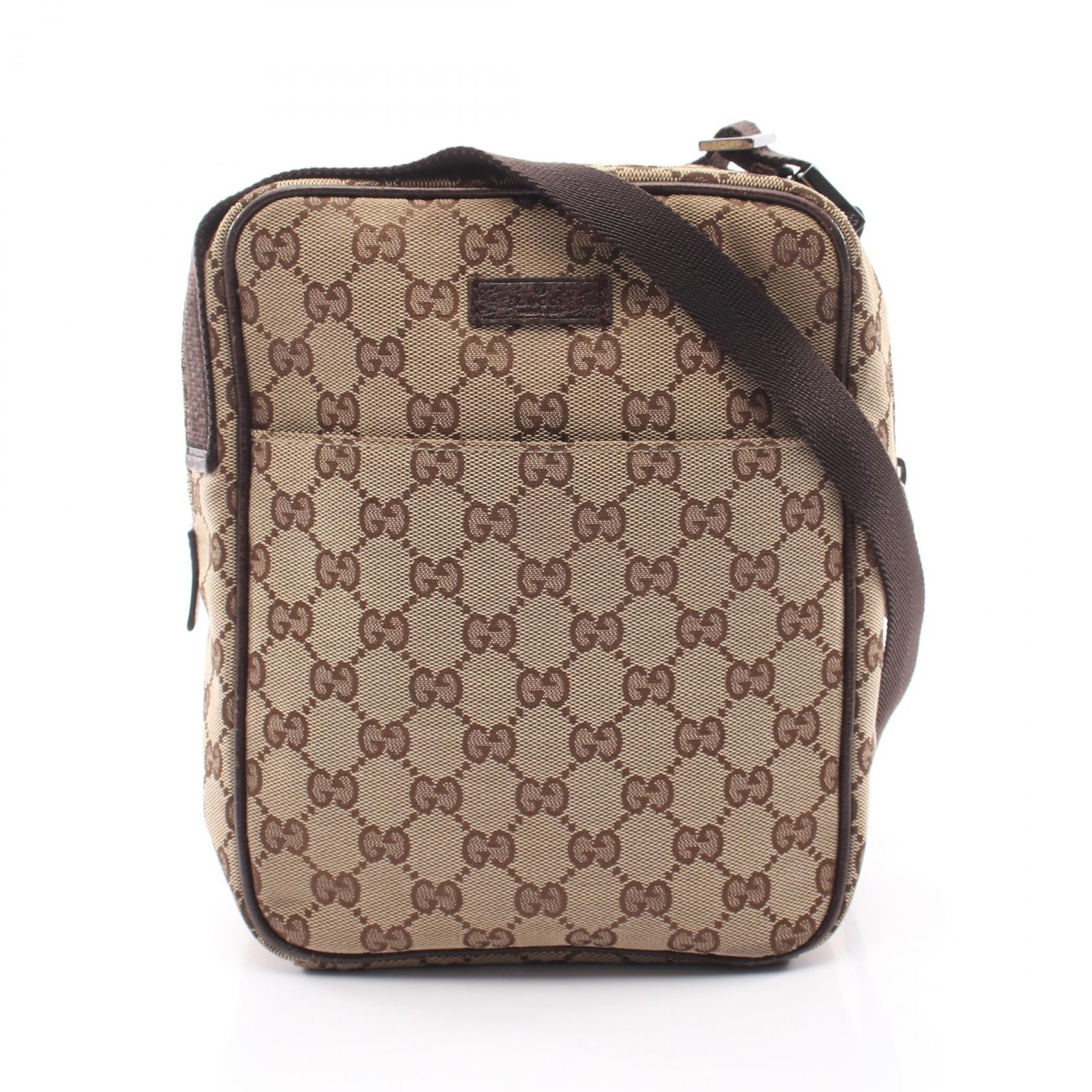 グッチ GUCCI GGキャンバス ショルダーバッグ バッグ キャンバス レザー メンズ レディース ベージュ系 / ブラウン系 122759 【中古】