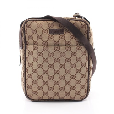 グッチ GUCCI GGキャンバス ショルダーバッグ バッグ キャンバス レザー メンズ レディース ベージュ系 / ブラウン系 122759 【中古】