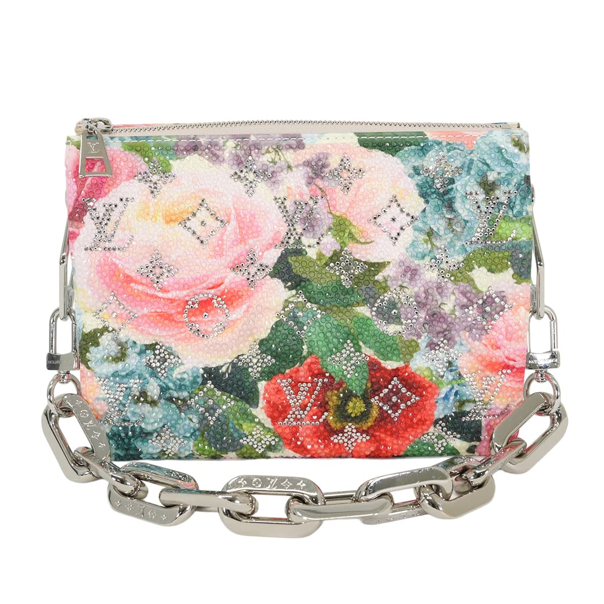 【渋谷並木橋店】LOUIS VUITTON ルイ・ヴィトン ショルダーバッグ クッサンBB モノグラム フラワー 白 (ホワイト)/ベージュ/マルチカラー 牛革(レザー)/コットン/スパンコール シルバー金具 M21157 新品同様【中古】