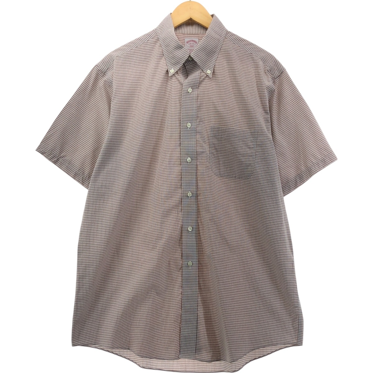 古着 ブルックスブラザーズ Brooks Brothers 346 チェック柄 半袖 ボタンダウン チェックシャツ メンズL相当/eaa553860