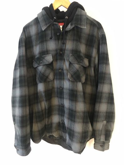 Supreme Hooded Flannel Zip Up Shirt "Black"