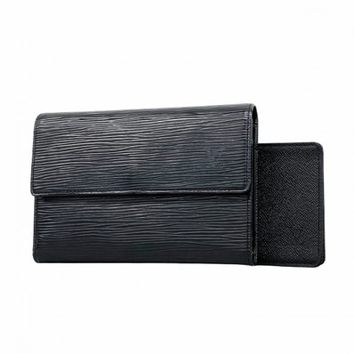 ★SALE【6eb0838-k】ルイヴィトン 三つ折り財布 エピ ポルトトレゾールエテュイパピエ M63712 ノワール【中古】レディース