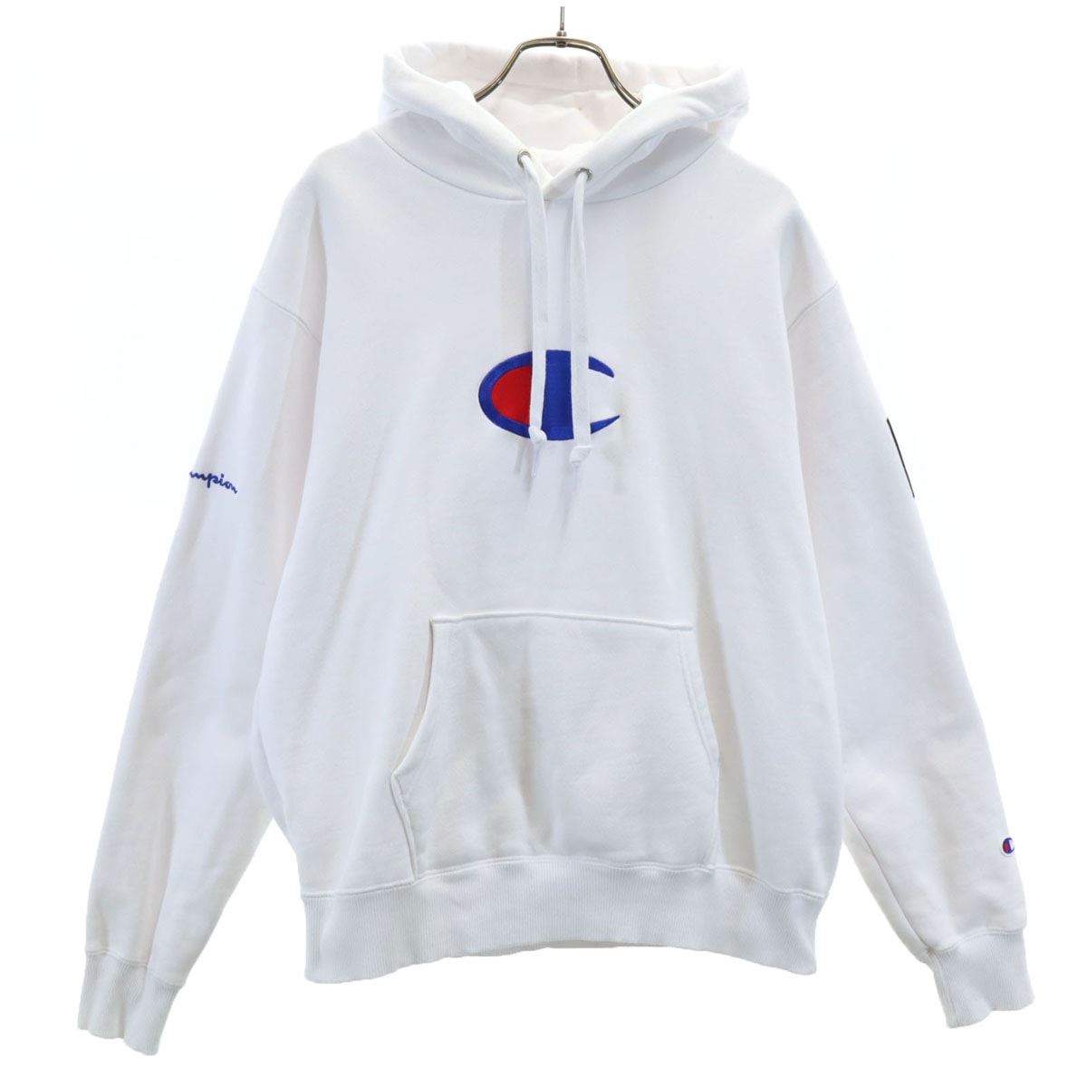 Champion チャンピオン atmos アトムス コラボ 長袖 スウェットパーカー M ホワイト 裏起毛