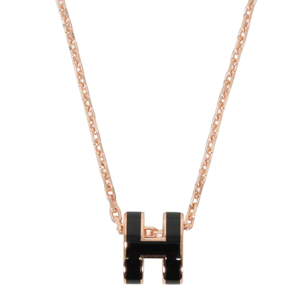 HERMES エルメス ネックレス ミニ ポップアッシュ ペンダント 黒 (ブラック) ローズゴールドプレーテッド/ラッカー 新品
