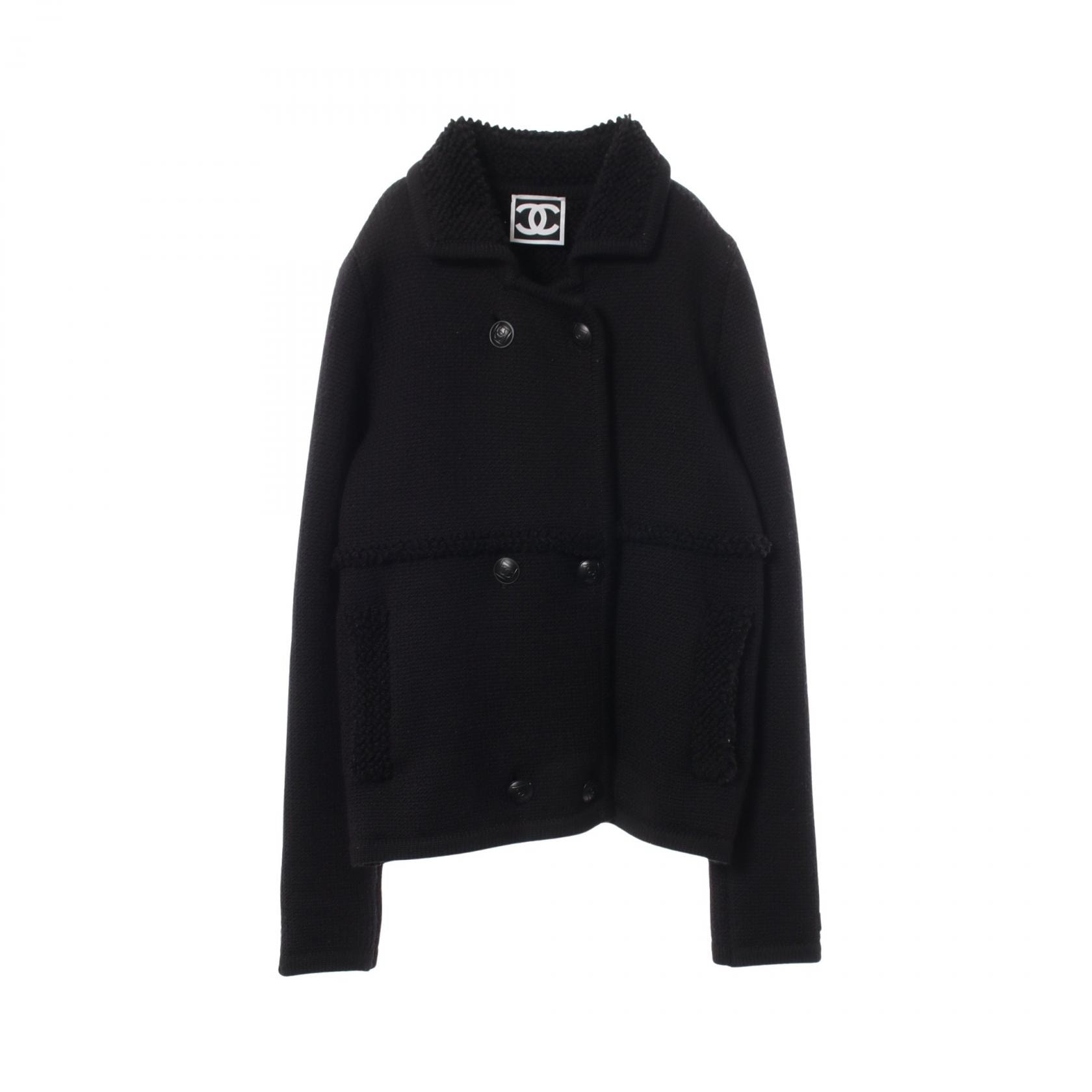 シャネル CHANEL ココマークボタン ニット 衣料品 アウター ウール レディース ブラック系 【中古】