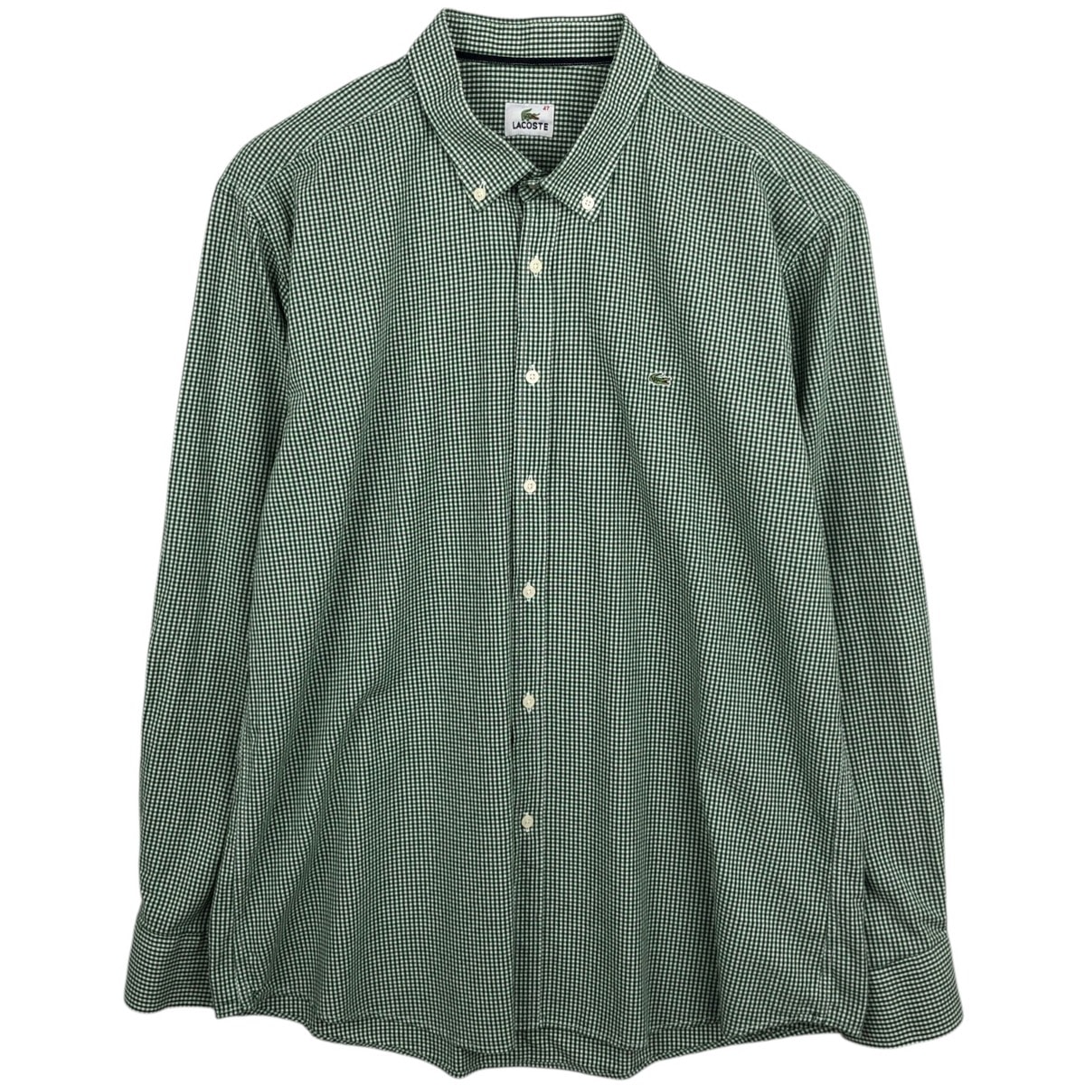 古着 ラコステ LACOSTE チェック柄 ギンガムチェック 長袖 ボタンダウンチェックシャツ 47 メンズXL相当/eaa478134