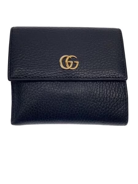 GUCCI GG Marmont Leather French Flap Wallet "Black"