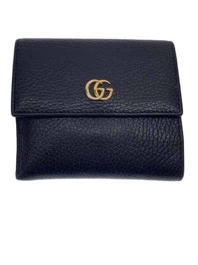 GUCCI GG Marmont Leather French Flap Wallet "Black"