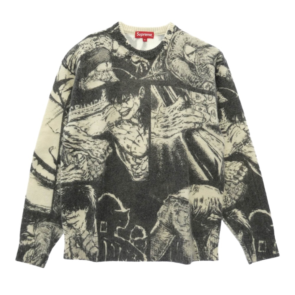 Supreme シュプリーム ニット 21AW The Crow Sweater ザ クロウ セーター 総柄 ニット グレー系 S【美品】【中古】