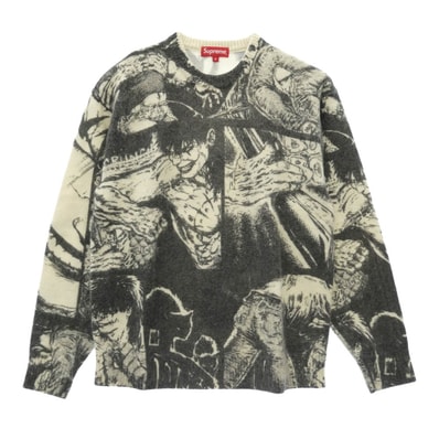 Supreme シュプリーム ニット 21AW The Crow Sweater ザ クロウ セーター 総柄 ニット グレー系 S【美品】【中古】