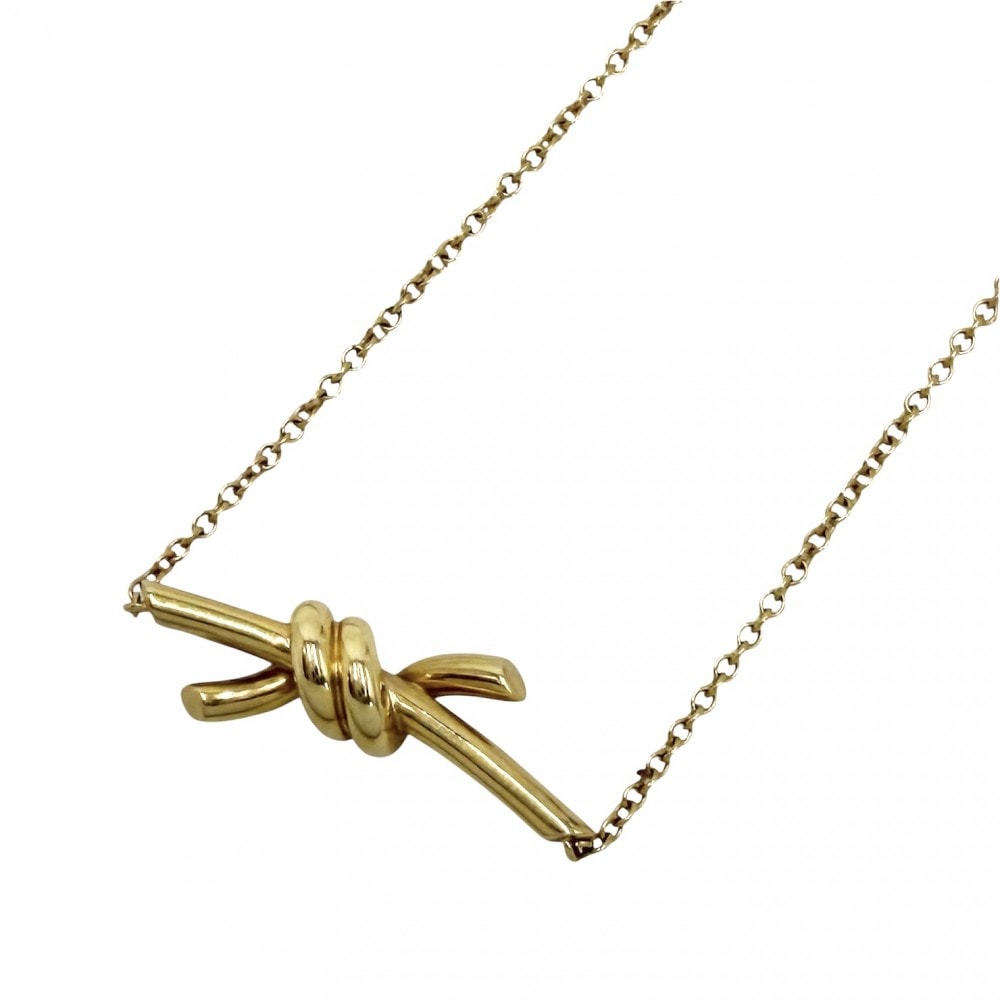 TIFFANY&Co. ティファニー ネックレス ノット ジュエリー アクセサリー アジャスター付き 18金YG Au750 K18イエローゴールド    レディース 約3.7g【中古品】