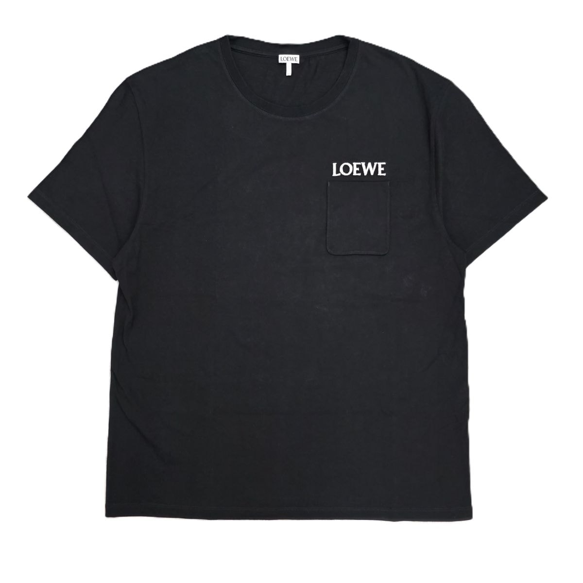 LOEWE ロエベ リラックスフィット Tシャツ ロゴ 刺繍 ポケット付き 半袖Tシャツ H526Y22XDE L コットン ブラック  メンズ【中古】