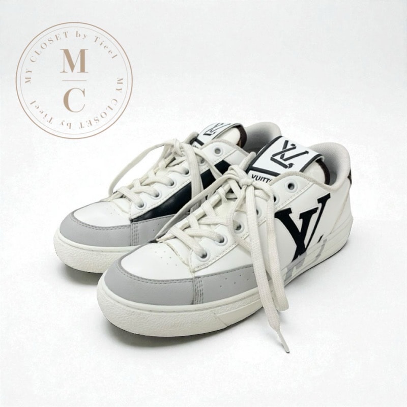 ルイヴィトン LOUIS VUITTON チャーリーライン モノグラム スニーカー 靴 シューズ レザー ホワイト グレー ブラック LVロゴ