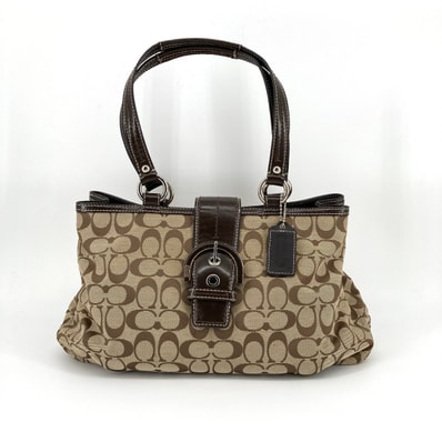 COACH(コーチ) ソーホー シグネチャー イーストウエスト キャンバス×レザー F18750 トートバッグ ブラウン