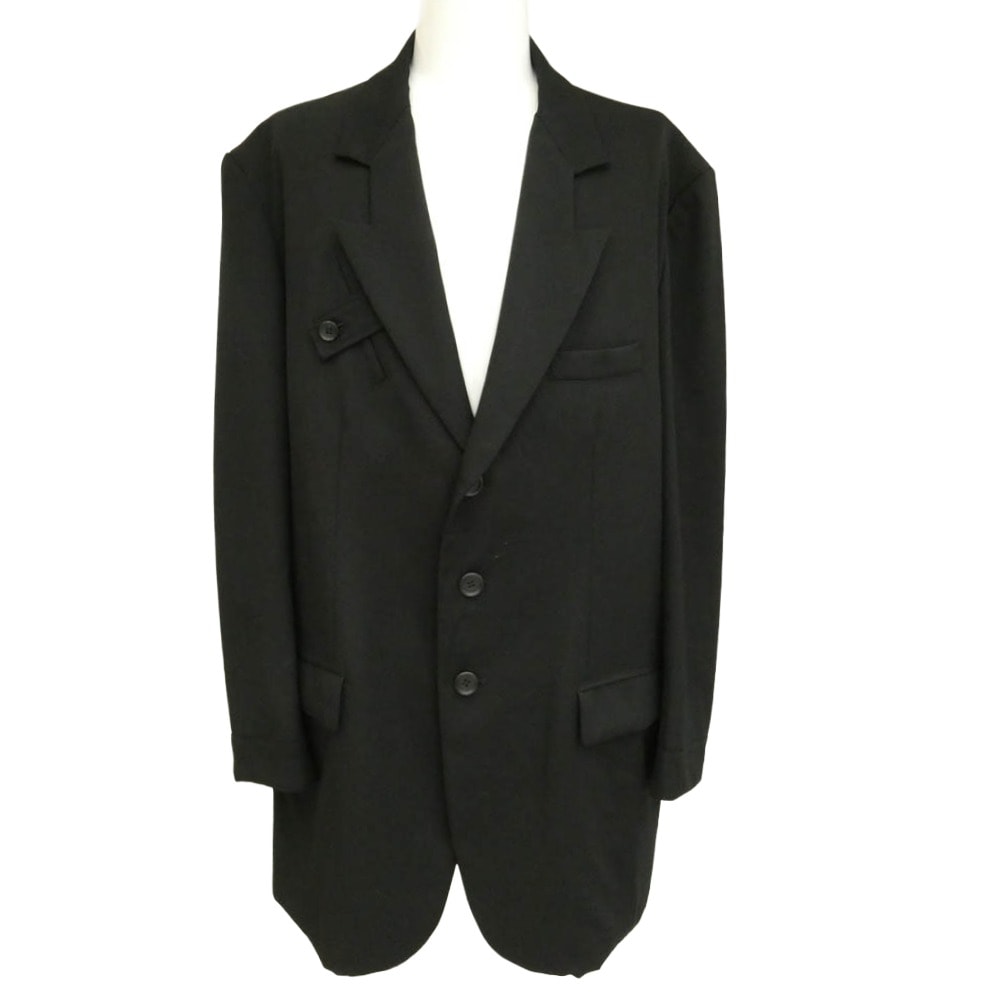 Yohji Yamamoto POUR HOMME ヨウジヤマモトプールオム 23SS HZ-J22-100 GABARDINE I-CHANGING PEAK GABARDINE JK 変形ピークドラペル ウールギャバジンジャケット ブラック系【中古】