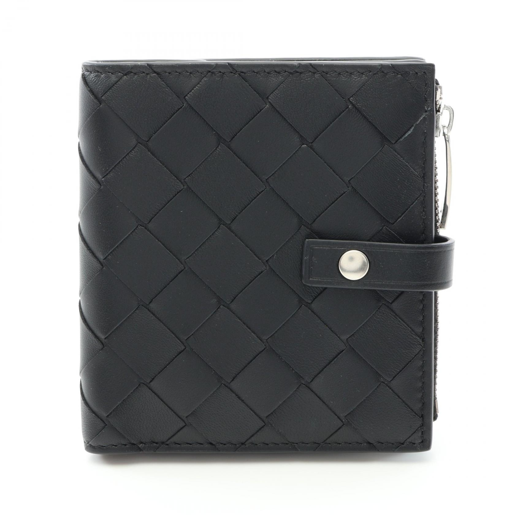 ボッテガヴェネタ BOTTEGA VENETA イントレチャート 二つ折り財布 財布 レザー メンズ レディース ブラック系 600270V3UH28803 【新品】