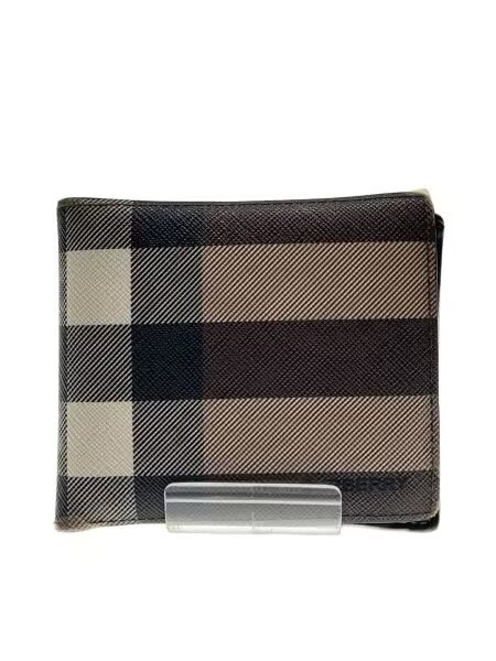 Burberry Check & Leather Bifold Coin Wallet "Dark Birch Brown"