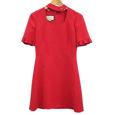 グッチ 631481 シルク ウール レッド ワンピース