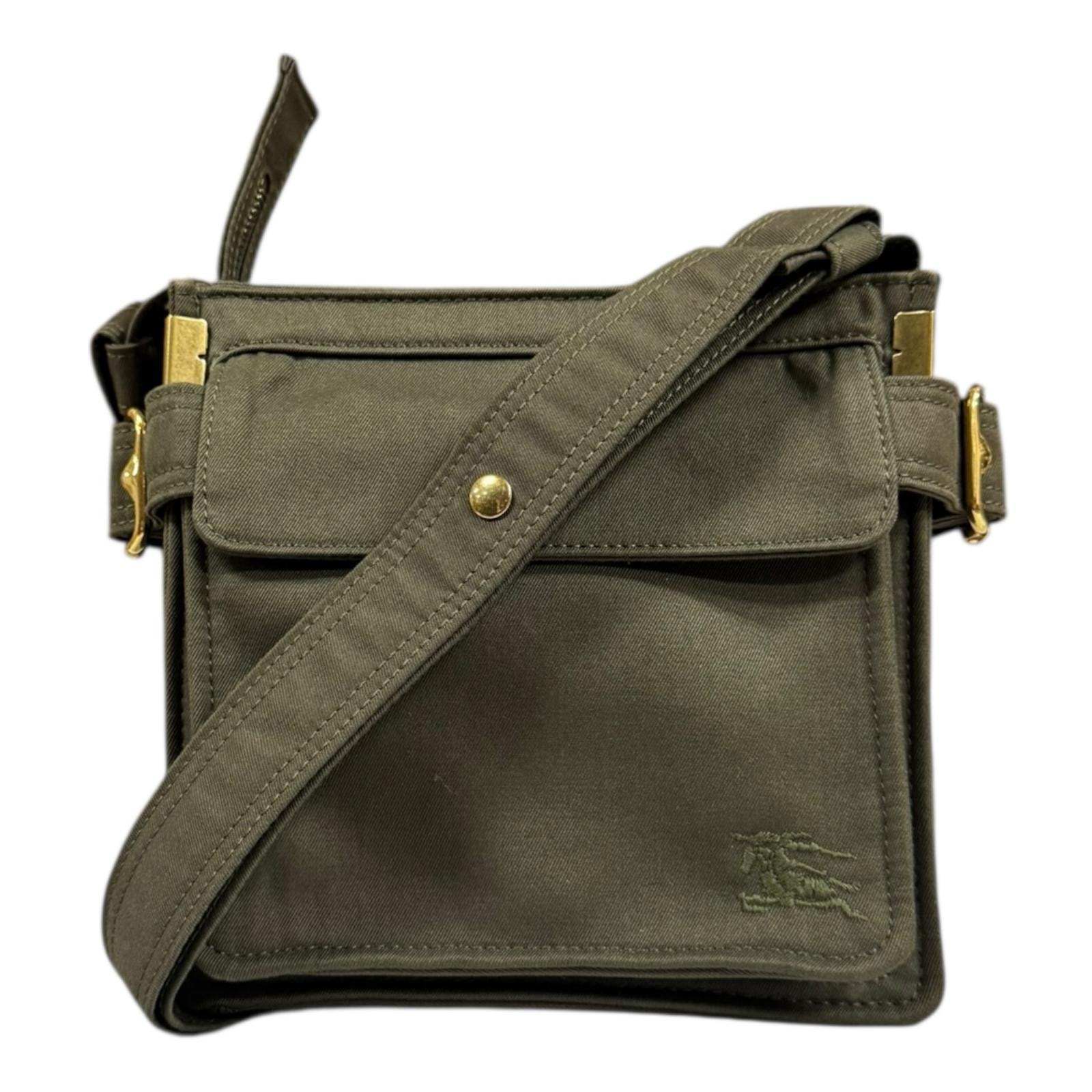 バーバリー ミニトレンチトート ショルダーバッグ コットンキャンバス 8092089 グリーン ユニセックス BURBERRY  中古