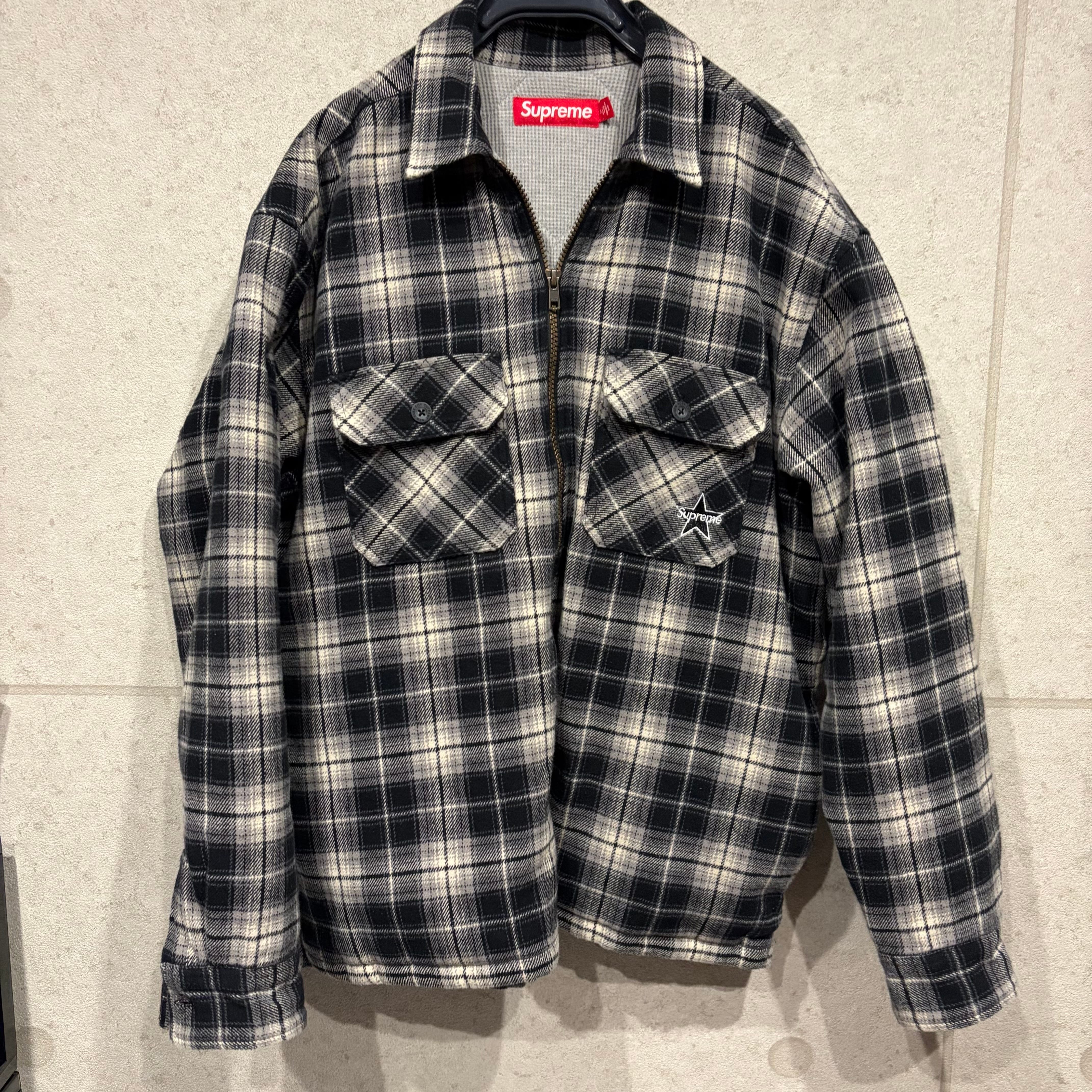 Supreme Thermal Lined Zip Up Flannel Shirt 