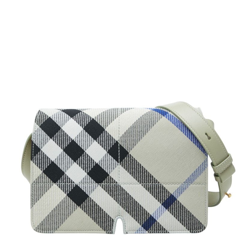 バーバリー チェック 斜め掛け ショルダーバッグ グレー系 マルチカラー キャンバス レザー レディース BURBERRY 中古