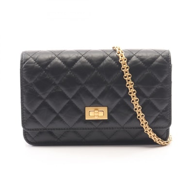 シャネル CHANEL 2.55 マトラッセ ミニ ショルダーバッグ バッグ カーフ(牛革) レディース ブラック系 【中古】
