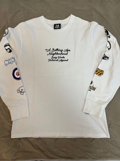A BATHING APE x NEIGHBORHOOD L/S Tee "White"