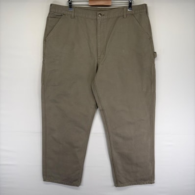 古着 カーハート Carhartt ダック パンツ ハンマーループ ジッパーフライ スパナポケット ワンポイントロゴ w42 L32 グレー系 メンズ