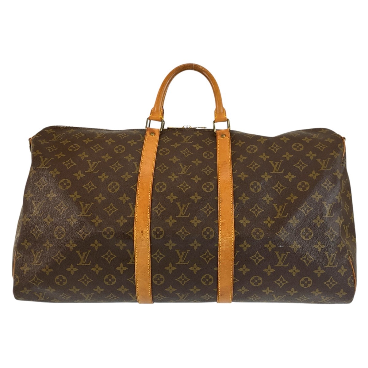 LOUIS VUITTON ルイヴィトン モノグラム キーポル55 ブラウン ゴールド金具 PVC レザー/ ボストンバッグ ハンドバッグ 601872 【中古】