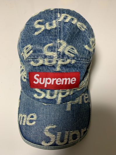 Supreme Frayed Logos Denim Camp Cap "Blue"