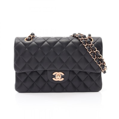 シャネル CHANEL マトラッセ ダブルフラップ チェーンショルダー ショルダーバッグ バッグ ラムスキン(羊革) レディース ブラック系 【中古】